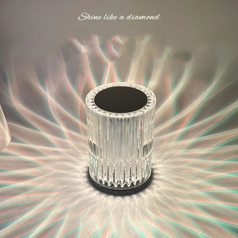 Elegant acrylic LED desk lamp with color-changing RGB lights, modern design, and touch or remote control lighting adjustments