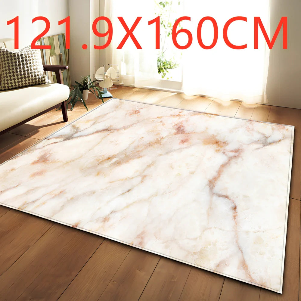 Rectangular polyester fibre carpet with marble pattern in 121.9x160cm and 50x80cm sizes