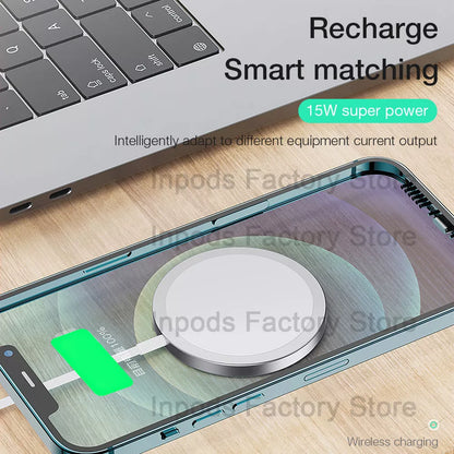 Magnet Safe Fast 15W Wireless Charger for iPhone 12 Pro Max in Silver