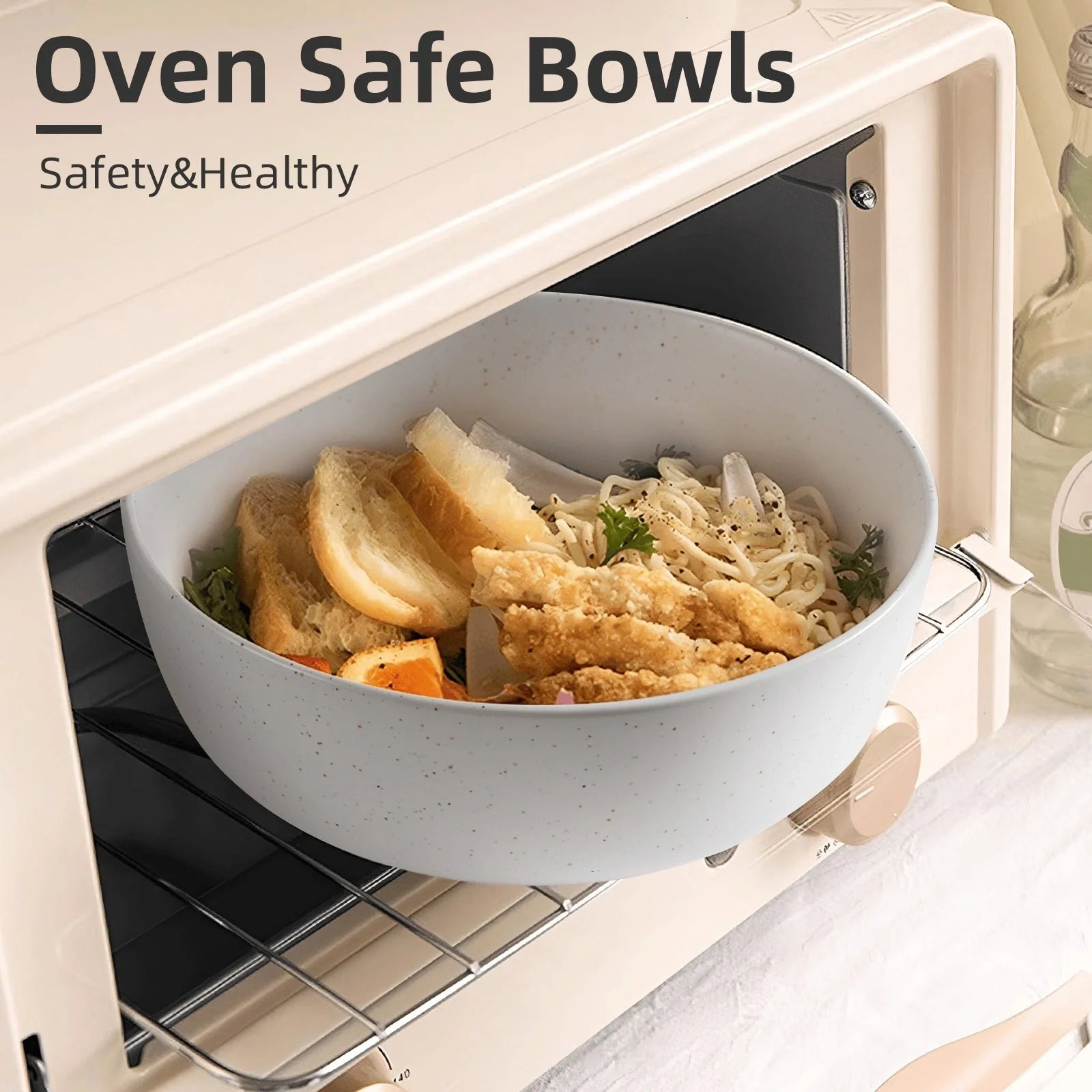 Elegant 4-piece ceramic bowl set, perfect for cereals, salads, and more. Microwave, oven, and dishwasher safe.