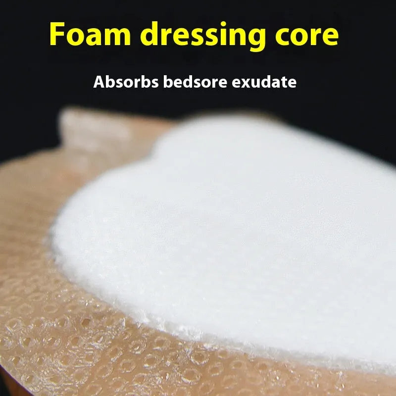 Skin-coloured silicone gel foam bedsore dressing on white background