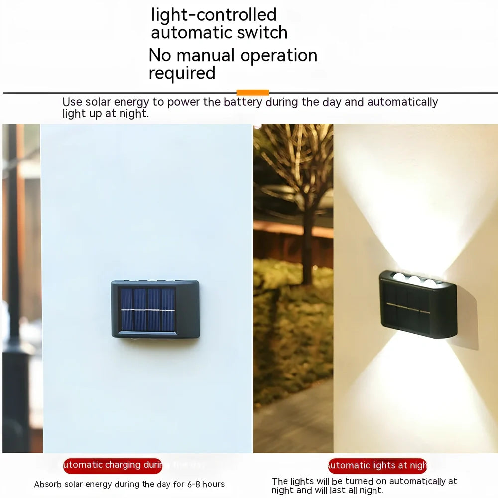 Flower-shaped solar wall lamp with 4 LED bulbs for outdoor garden lighting