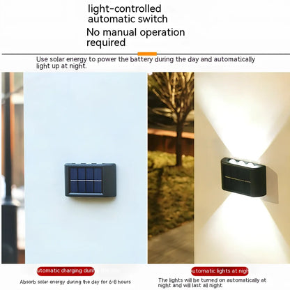 Flower-shaped solar wall lamp with 4 LED bulbs for outdoor garden lighting