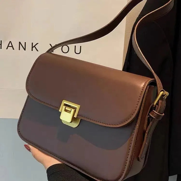 Women's soft PU one-shoulder underarm square handbag in horizontal shape with cross-body strap