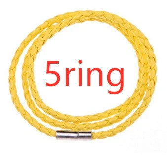 Personalized men's braided leather bracelet with stainless steel beads and custom name charm