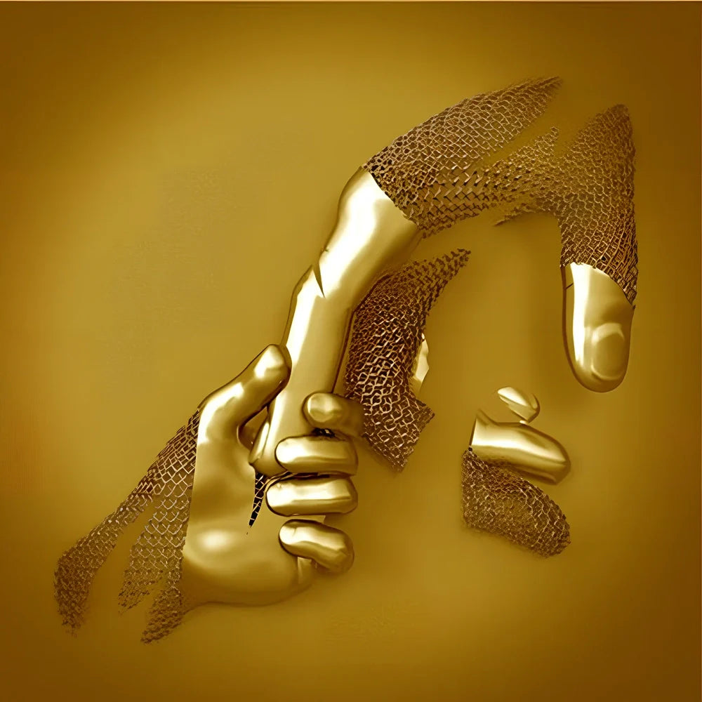 Square frameless canvas painting with geometric abstraction pattern in modern interior setting