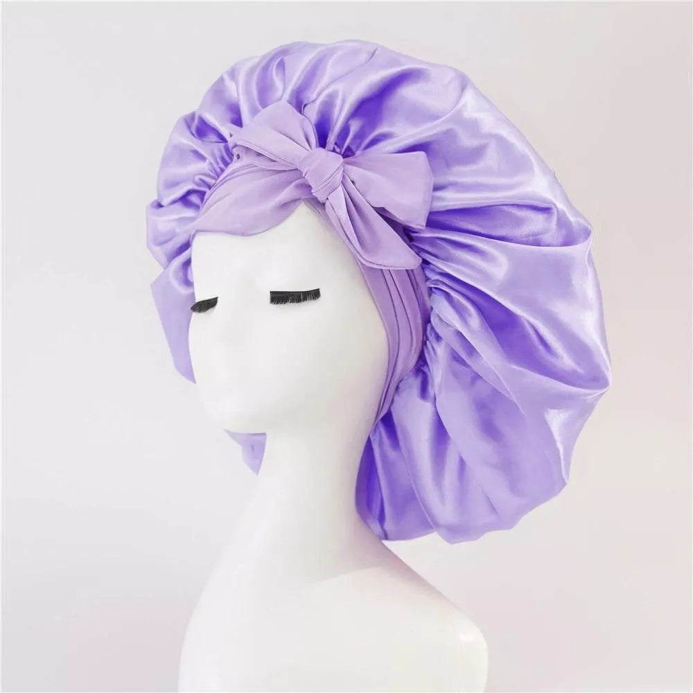 Double-layer silk bonnet for sleeping in various colors