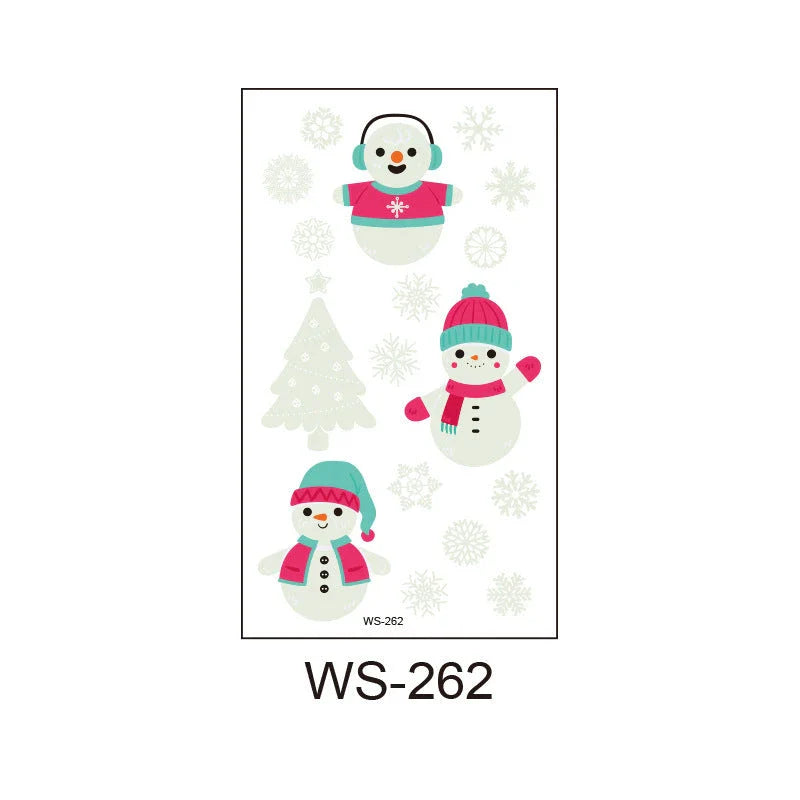 Festive Santa Claus Glow-in-the-Dark Tattoo Stickers for Holiday Decoration