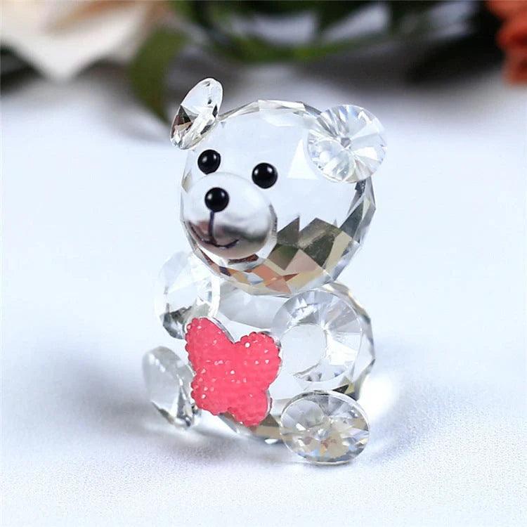 Handcrafted white crystal bear figurine with detailed carving and K9 purity