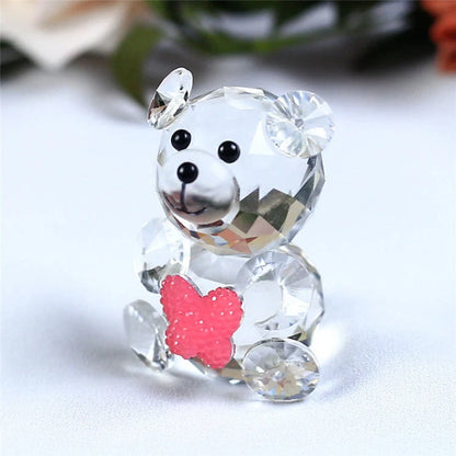 Handcrafted white crystal bear figurine with detailed carving and K9 purity