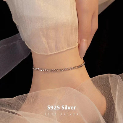 S925 Sterling Silver Hip Hop Anklet Bracelet with diamond accents