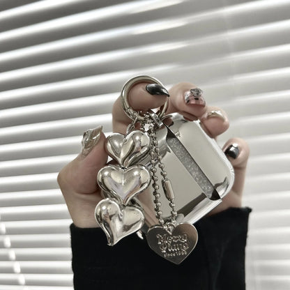 Electroplated solid colour heart pendant charm on a soft TPU iPhone case for 12, 3, Pro, Pro2 models