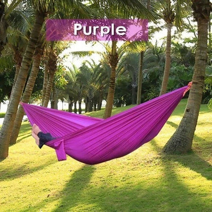 Durable and lightweight parachute hammock in various outdoor-friendly color options