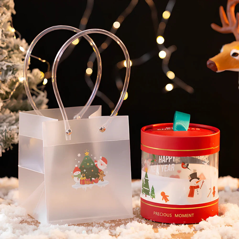 Red and green Christmas Eve packing boxes with 21cm height, double-layer paper for gift security