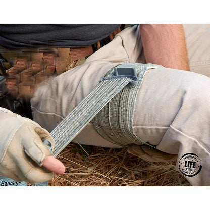 Simple portable outdoor training hemostatic bandage showing 10cm and 15cm sizes with tactical gauze tape