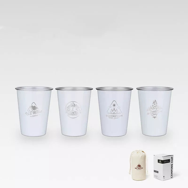 304 stainless steel camping beer steins set of 4 in white, black, and army green