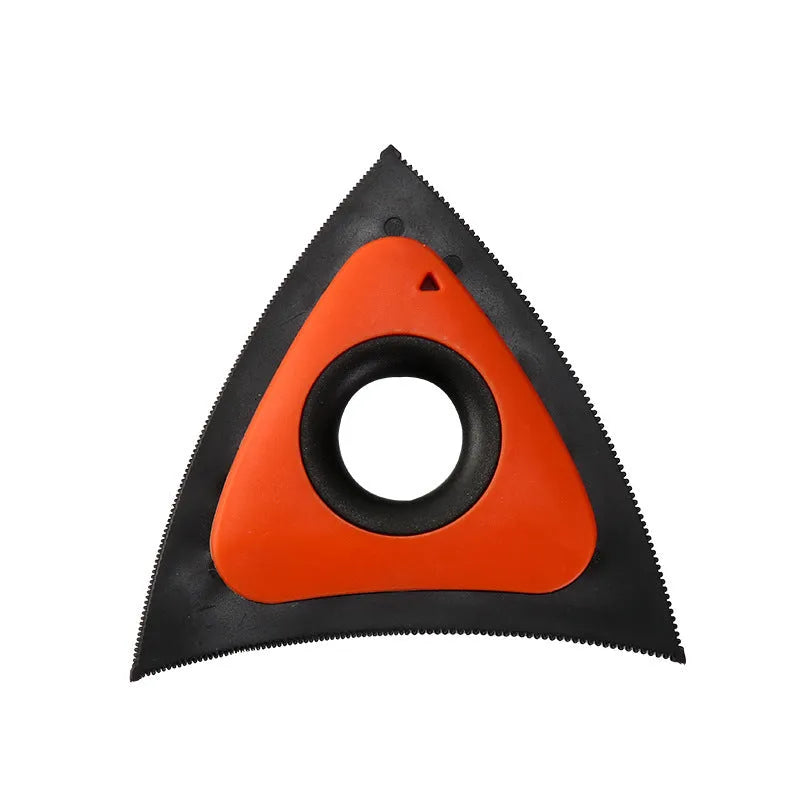 Triangular ABS pet hair remover brush in red, green or orange with bow-shaped handle and three gear densities