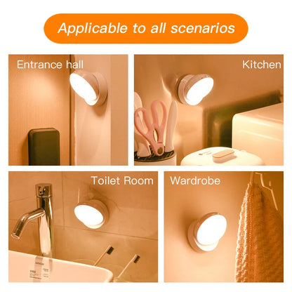 Motion-activated light with rotating design for customizable illumination in corridors, garages, and wardrobes