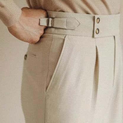 Slim fit straight-leg suit pants in black, white, or apricot for business formal wear, sizes 28-38