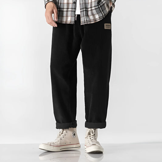 Men's corduroy loose straight trousers in multiple colour options for autumn winter casual wear