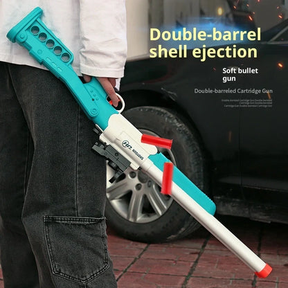 Double-barreled S686 shell-ejecting toy shotgun folded to 40cm with 20 soft bullets