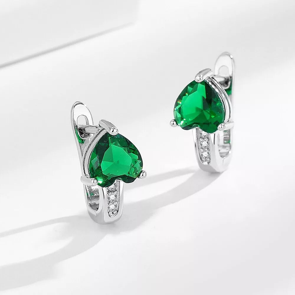 Loving Heart Zircon Ear Clips with diamond accents in heart-shaped design