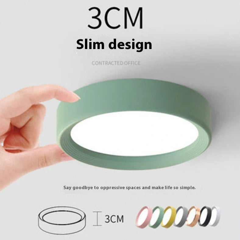 Ultra-thin 1.5cm LED surface mounted downlight in black shell with adjustable colour temperature lighting