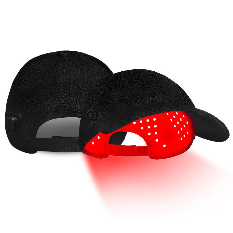 Black duckbill infrared hair growth cap with 180 LED lights and controller for red light therapy