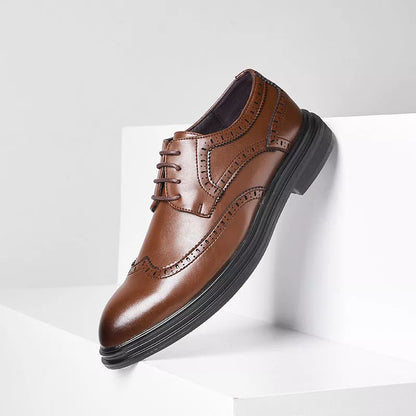 British pointed leather shoes for men in black and brown