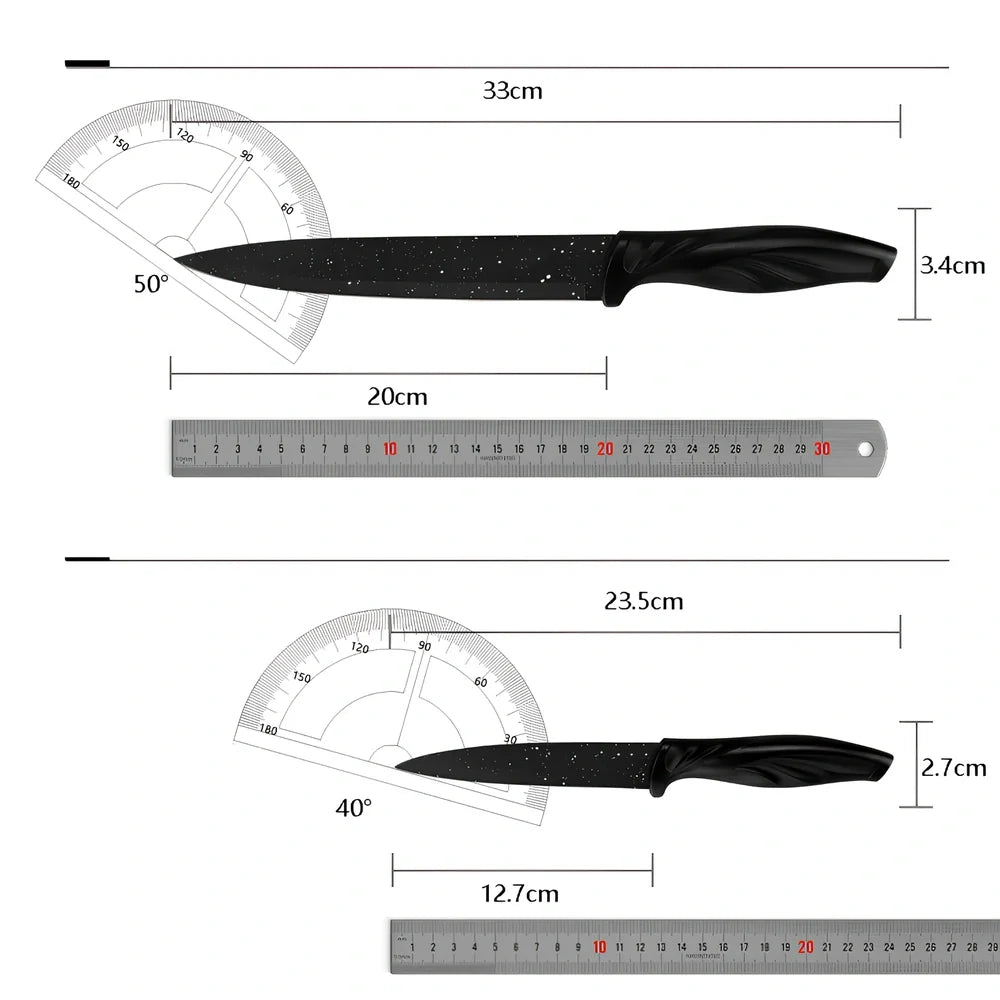 17-piece stainless steel kitchen knife set with Maifanshi coating and 20cm blades