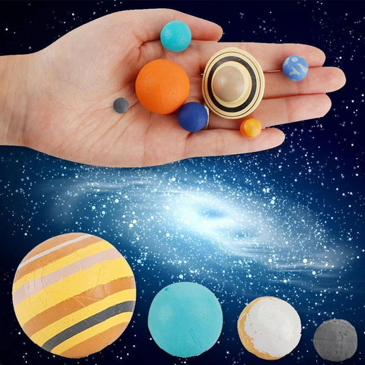 Wooden solar system model for education and decoration, includes all planets
