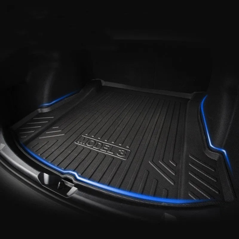 ToughTek TPE Floor Mats for Tesla Models 3, Y, S, and X - Heavy-Duty Rubber Front and Rear Set with Anti-Slip Grip and Raised Edges