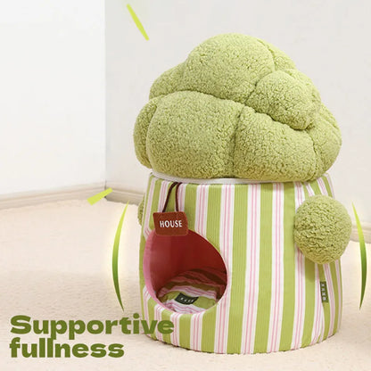 Cauliflower tree hole nest enclosed pet house for small dogs and cats in green colour