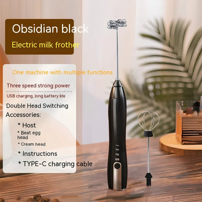 Stainless steel handheld electric whisk with wireless design and multiple speed settings for kitchen use