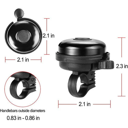 Black bicycle flat bell with 58mm diameter for handlebar mounting