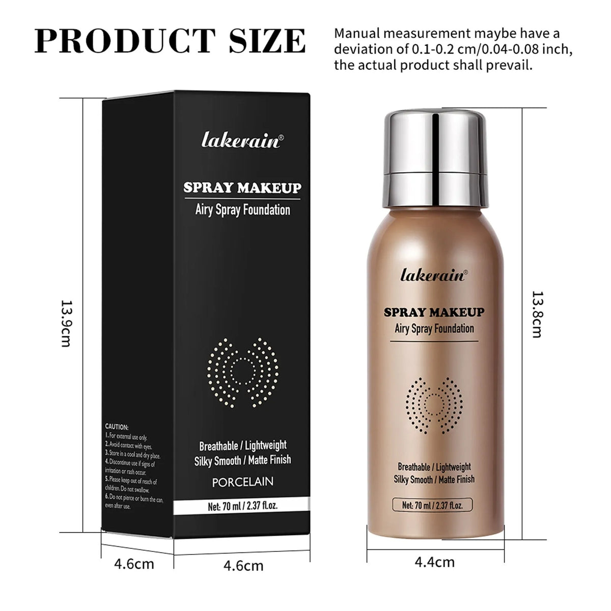 70ml liquid foundation concealer bottle for even skin tone in Beige, Natural, Nude, or Porcelain