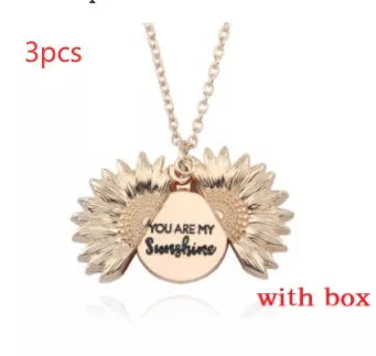 Sunflower Double Lettering Necklace in ancient gold, silver, and rose gold with adjustable chain