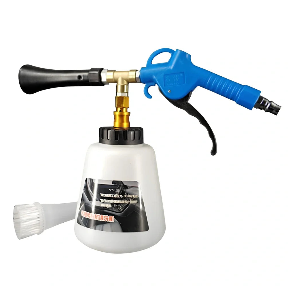 Blue Tornado interior cleaning gun with adjustable tube showing 70-120mm range and 8mm connection