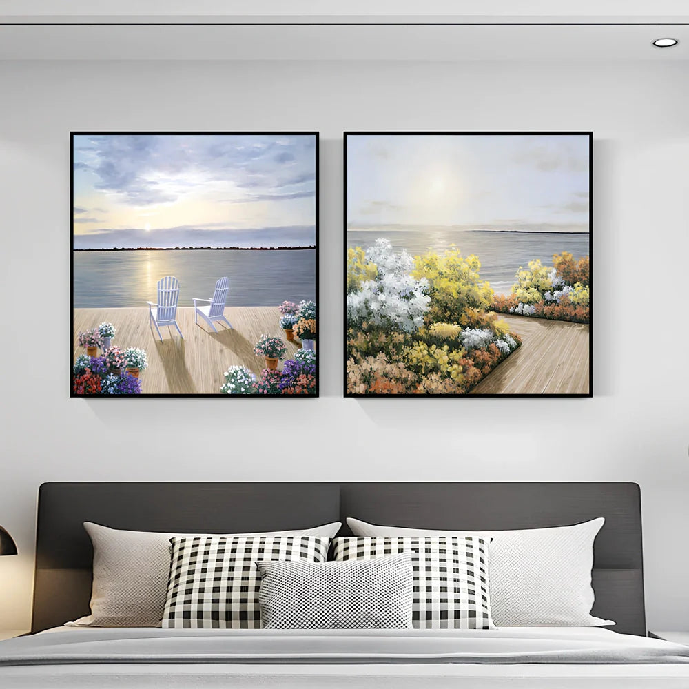 Frameless 30x30cm abstract pattern wall print in Nordic style with spray-painted fabric film, waterproof for bedroom decor