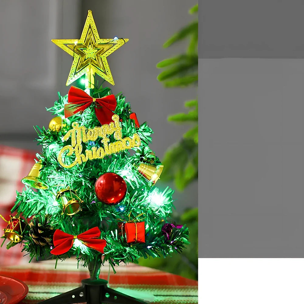 30cm PVC mini Christmas tree with festive decorations for tabletop display