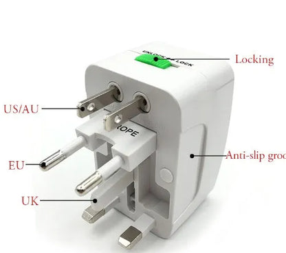 Multi-function conversion plug for global travel with UK, US, EU, AU socket compatibility