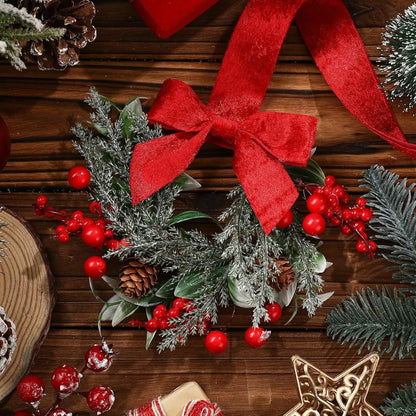 Handmade plastic Christmas garland with bowknot ribbon design, available in seven colour and motif options