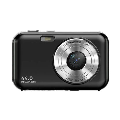 Home HD digital children camera in purple colour showing 2.4-inch screen and lens, measuring 8.5cm wide