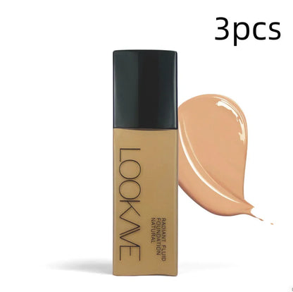 LOOKAVE Matte Liquid Foundation bottle, 21g net content, shown in ivory white shade.