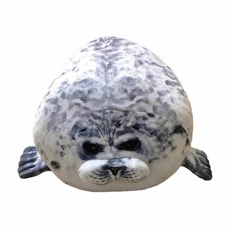 Adorable, lifelike plush seal pillow in white, grey, and multicolor options, made of soft, stretchy velvet fabric and PP cotton fill for cozy comfort