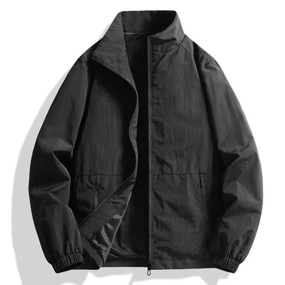 Men's nylon stand collar workwear top with zipper pocket, regular sleeves, five colours, sizes M to 5XL
