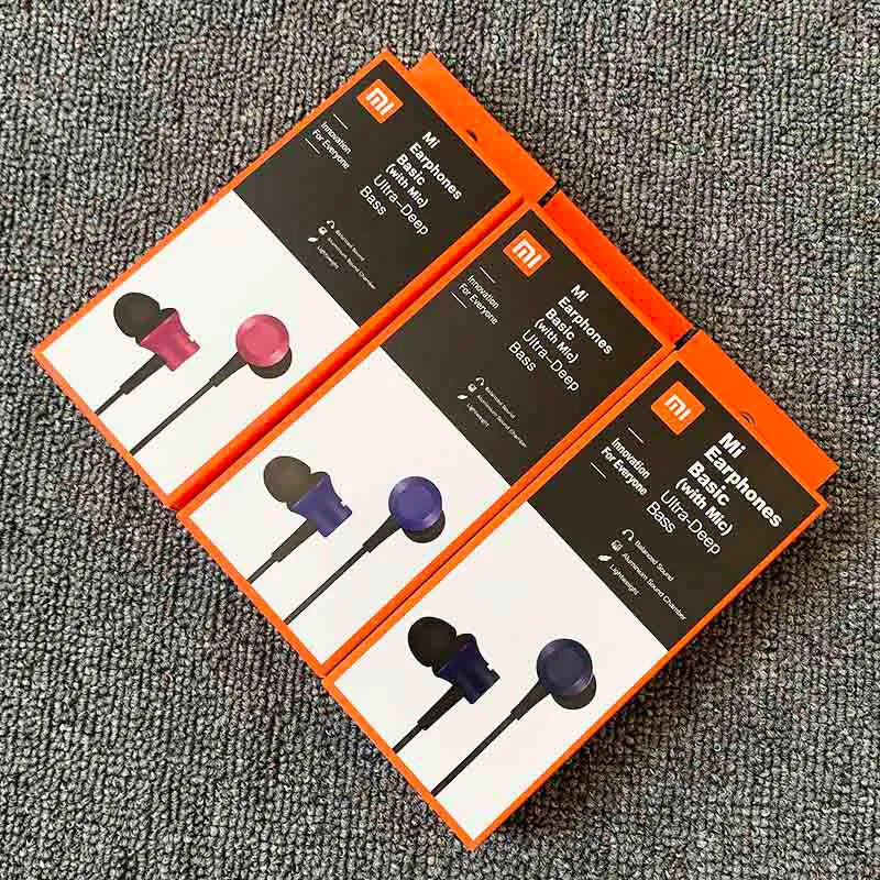 Piston in-ear headphones with 3.5mm wired connector in black, blue, and red colour options