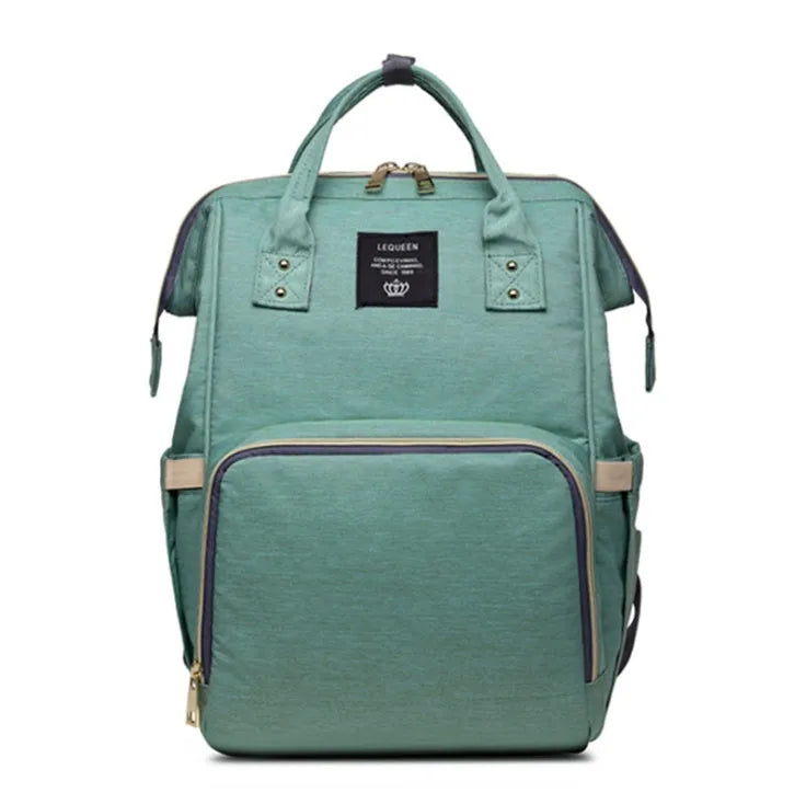 Oxford maternity nappy bag with 16-20L capacity, anti-theft design, bottle area, and multiple colour options