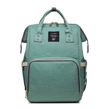 Oxford maternity nappy bag with 16-20L capacity, anti-theft design, bottle area, and multiple colour options
