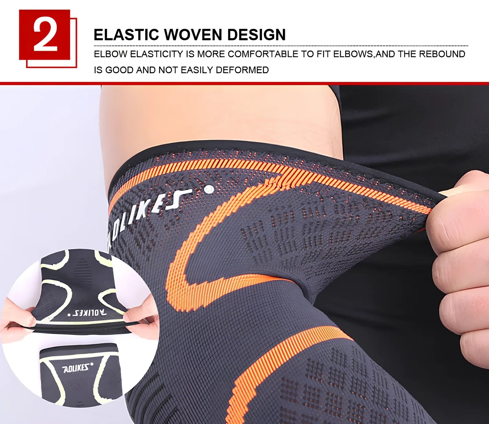 AOLIKES black elbow support with latex silk lining for basketball and volleyball sports compression